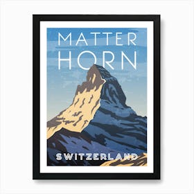 Matter Horn, Switzerland — Retro travel minimalist poster Art Print