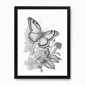 Butterfly On Flower Andy Warhol Inspired 1 Art Print