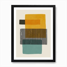 Abstract Shapes Mustard Teal 1 Art Print