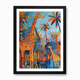 Cute Patterns Of Giraffes In The Wild 3 Art Print