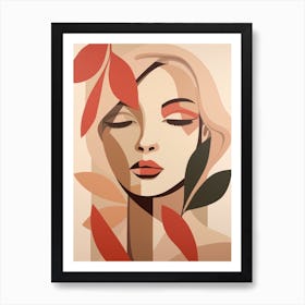 'Woman With Leaves' Art Print