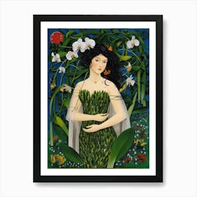 Woman In A Green Dress 1 Art Print