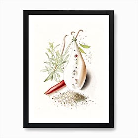 White Pepper Spices And Herbs Pencil Illustration 2 Art Print