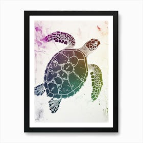 Rainbow Minimal Textured Sea Turtle  1 Art Print