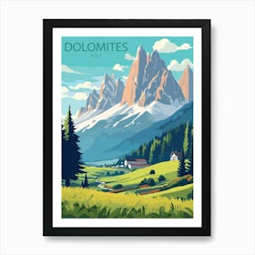 Dolomites Italy travel poster Art Print