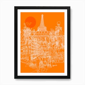 Paris! (Orange) Art Print