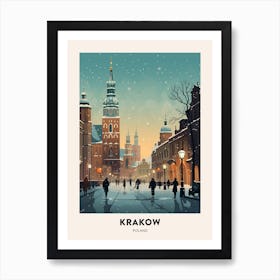 Winter Night  Travel Poster Krakow Poland 2 Art Print