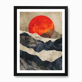 Sunset Over Mountains Canvas Print Art Print