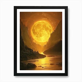 Full Moon In The Mountains Art Print