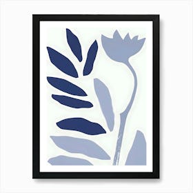 Blue And White Leaf Print Poster