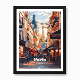 Paris France Romantic Art Illustration Art Print