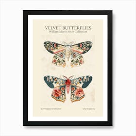 Velvet Butterflies Collection Butterfly Symphony William Morris Style 5 Art Print