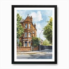 Barnet London Borough   Street Watercolour 2 Art Print