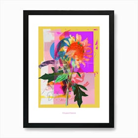 Chrysanthemum 3 Neon Flower Collage Poster Art Print