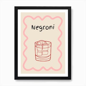 Negroni Doodle Poster Pink & Red Art Print