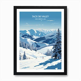 Poster Of Taos Ski Valley   New Mexico, Usa, Ski Resort Illustration 0 Art Print