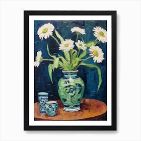 Flowers In A Vase Still Life Painting Oxeye Daisy 4 Art Print