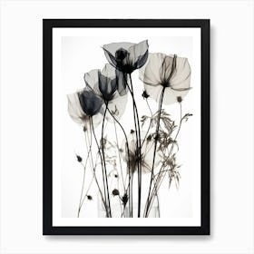 Flowers In A Vase Black White Art Print