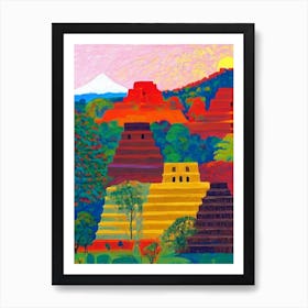 Tikal National Park Guatemala Abstract Colourful Art Print