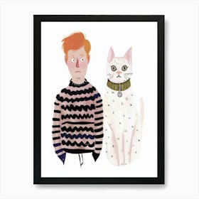 Boy And A Cat 1 Art Print