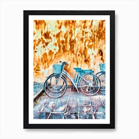 Bicycles Against A Wall Art Print
