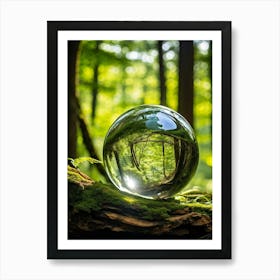 Crystal Clear Sphere Of Earth Suspended In A Lush Forest Setting Sunlight Filtering Through The Can (4) Art Print