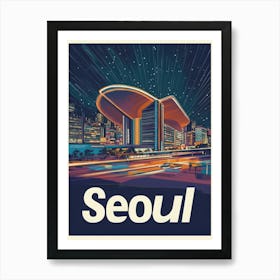 Aihrgdesign A Retro Travel Poster For Seoul 1 Art Print