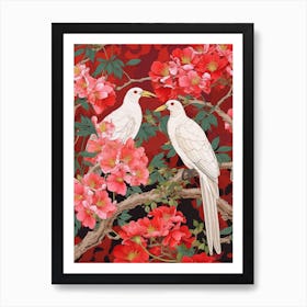 Crape Myrtle And Birds Vintage Japanese Botanical Art Print