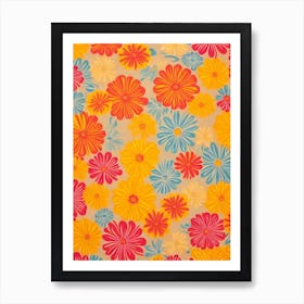 Marigold Floral Print Warm Tones2 Flower Art Print