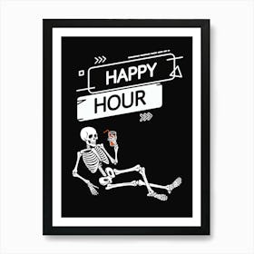 Happy Hour Skeleton Drinking Print Art Print