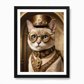 Steampunk Cat 8 Art Print