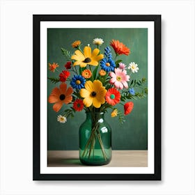 Colorful Flowers In A Vase 2 Art Print