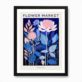 Blue Flower Market Poster Protea 1 Art Print