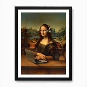 Mona Lisa Work Remotely Art Print