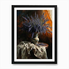 Baroque Floral Still Life Lavender 3 Art Print