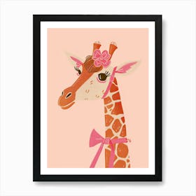 Glamorous Giraffe With A Bow Art Print