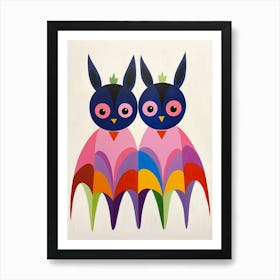 Colourful Kids Animal Art Bat 2 Art Print