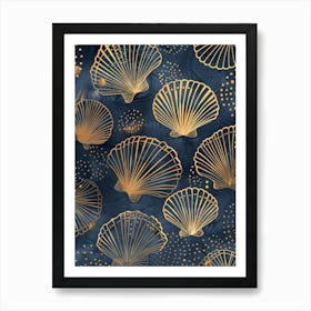 Gold Seashells 1 Art Print