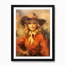 Vintage Cowgirl Painting 1 Art Print