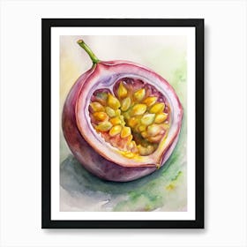 7 A Cut Open Passionfruit Showing Its Seeds (1) Art Print