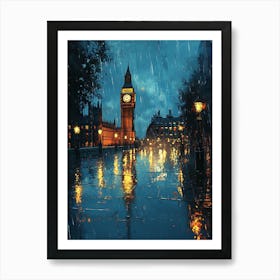 Fantasy Rainy Night In London 5 Art Print