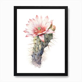 Echinocereus Cactus Watercolour Drawing 1 Art Print