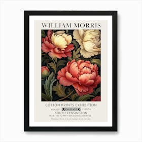 William Morris Peonies White And Red Vintage Exhibition Art Print