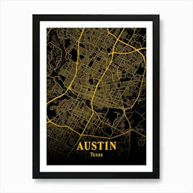 Austin Gold City Map 1 Art Print