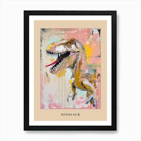 Graffiti Mustard Pastel Dinosaur Paint Splash Portrait 3 Poster Art Print