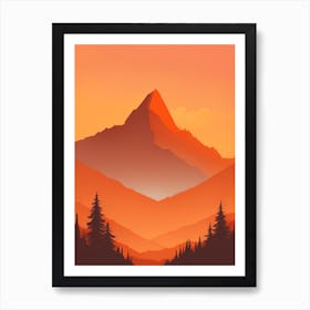 Misty Mountains Vertical Composition In Orange Tone 125 Art Print