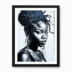 Graffiti Mural Of Beautiful Black Woman 123 Art Print