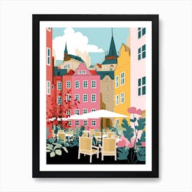 Stockholm, Sweden, Flat Pastels Tones Illustration 1 Art Print