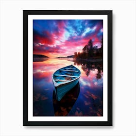 Boat At Sunset Art Print