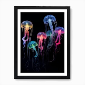 Irukandji Jellyfish Neon Illustration 3 Art Print